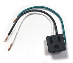 AC Service Outlet Snap-In Receptacle with Wire Leads