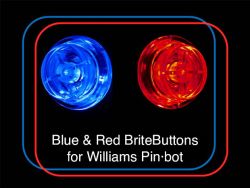 BriteButtons Illuminated Flipper Button Set For Williams Pinbot Red/Blue