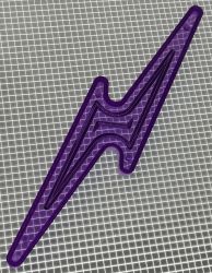 5-1/2" x 1-3/16" Lightning Bolt Transparent Outline Purple Playfield Insert