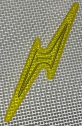 5-1/2" x 1-3/16" Lightning Bolt Transparent Outline Yellow Playfield Insert