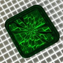 3/4" Square Transparent Starburst Green Playfield Insert