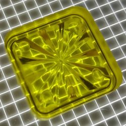 3/4" Square Transparent Starburst Yellow Playfield Insert