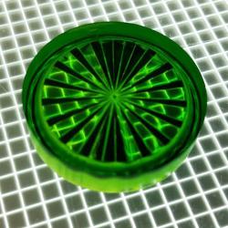 1" Round Transparent Starburst Green Playfield Insert