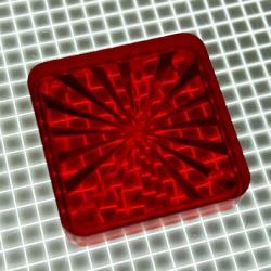 1" Square Transparent Starburst Red Playfield Insert