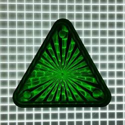 1-1/16" Equilateral Triangle Transparent Starburst Green Playfield Insert