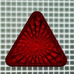 1-1/16" Equilateral Triangle Transparent Starburst Red Playfield Insert
