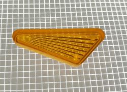 1-1/2" x 3/4" Obtuse Triangle Transparent Starburst Orange Playfield Insert