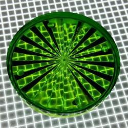 1-1/2" Round Transparent Starburst Lime Green Playfield Insert