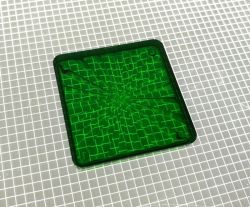 1-1/2" Square Transparent Starburst Green Playfield Insert