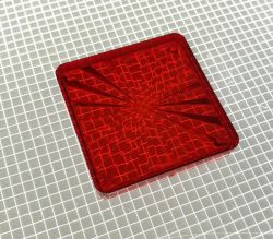 1-1/2" Square Transparent Starburst Red Playfield Insert