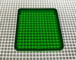 1-5/8" x 1-1/2" Rectangle Transparent Plain Green Playfield Insert