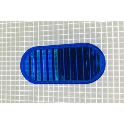 1-5/8" x 3/4" Oval Transparent Ribbed Blue Playfield Insert