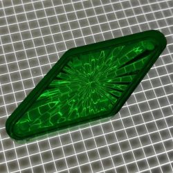 1-3/4" x 3/4" Diamond Transparent Starburst Green Playfield Insert