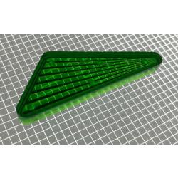 2-1/8" x 1-1/32" Obtuse Triangle Transparent Starburst Green Playfield Insert